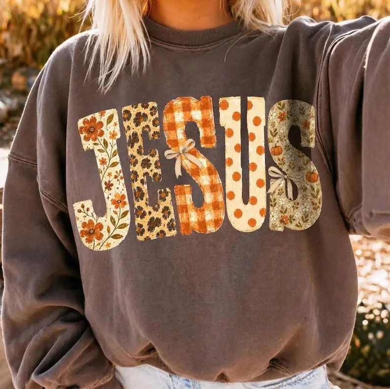 Gildan Jesus Fall Sweatshirt, Christian Faith Graphic Crewneck, Trendy Autumn Religious Pullover, Cozy Fall Aesthetic Sweater, Faith Gift for Believers, Womenswear, Long Sleeve