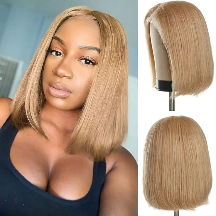 GK Honey Blonde Bob Wig Human Hair 13x4 Front Wigs Human Hair 180 Density Pre Plucked Glueless Short Bob Wigs for Women With Baby Hair Lace Frontal Human Hair Wig
