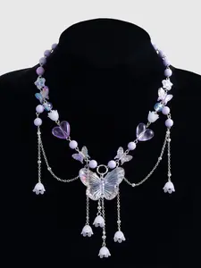 Elegant Butterfly Wind Chime Pendant Necklace, Perfect Gift for Women & Girls, Versatile Daily Wear Jewelry, Ideal Present for Her