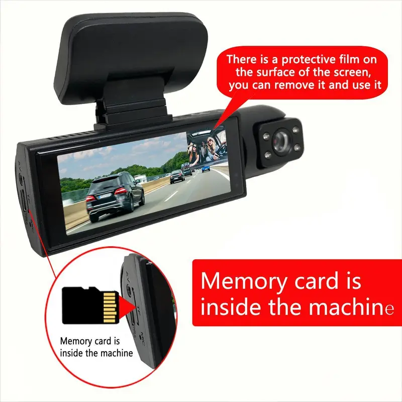 Front & Inside Dashcam for Car with 32GB Memory Card, Wide-Angle Dual-Lens 1080P HD Driving Recorder with IR Night Vision & 3.16-inch IPS Screen, Ideal for Fall and Birthday Gifts #TOP PICKS 7