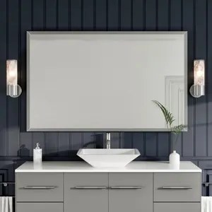 Eviva Vista 48" x 30" Rectangular Brushed Nickel Metal Framed Mirror