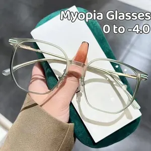 Trendy Large Frame Myopia Glasses Ultra Light Cool Brown Transparent Eyeglasses Temperament Anti Blue Light Near Sight Glasses