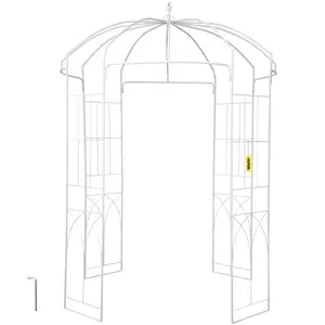 VEVOR Birdcage Shape Garden Arbor, 9' High x 6.6' Wide, Heavy Duty Wrought Iron Arbor, Wedding Arch Trellis for Climbing Vines in Outdoor Garden, Lawn, Backyard, Patio, White