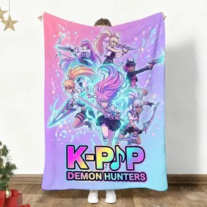1pc K Pop Girls Style Print Flannel Blanket Kpop Throw Blankets for Sofa Bed Couch Cozy Fall Winter Home Decor All Season Use Plush Soft Blanket Kpop Fans Gifts Christmas Gifts