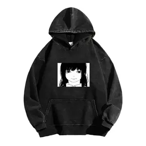 Asa Stare Chainsaw Man washed hoodie, fun anime reference hoodie, Asa Mitaka manga hoodie, Japanese otaku street wear, unisex printed top, cool anime clothing gift