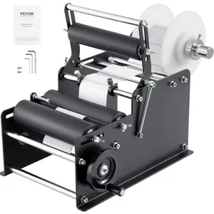 VEVOR Manual Round Labeling Machine, 15-20pcs/min, Applicator for Round Bottles, Adjustable for 0.78-4.72 inch Diameter (with Pressing Bar)