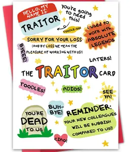 Funny Coworker Traitor Leaving Card,Going Away Card for Colleague, Goodbye Farewell Cards for Him Her