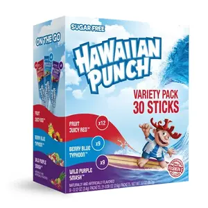 Hawaiian Punch Sugar Free on the go, Powdered Drink Mix Sticks,Variety Pack, 30
