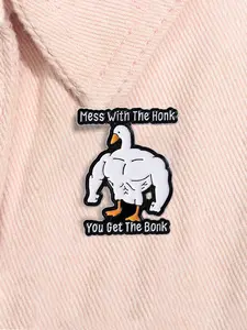 Cute Cartoon Big Goose Metal Brooch, Unisex Animal Jewelry Accessory, Funny Fluffy Duck Pendant for Backpacks, Unique Gift Idea