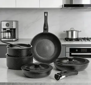 12-Piece Pots and Pans Set, Nonstick Induction Cookware with Detachable Handles, Dishwasher & Oven Safe, Stackable Space-Saving Design, Removable Handles for RV Kitchen