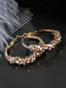 Cold-Weather Ear Cuff Metal Glitter Round Hoop Earrings, Fashionable Elegant Jewelry for Women, Stylish Accessory