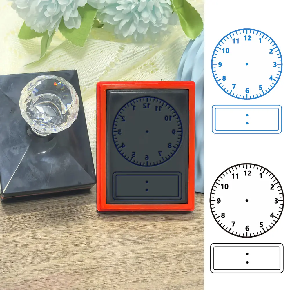 Handwriting Practice Clock Stamp, Time Stamps, Time Recording Teaching Aid, Cognitive Learning Tool, Ideal for Flashcards, Worksheets, Invitations