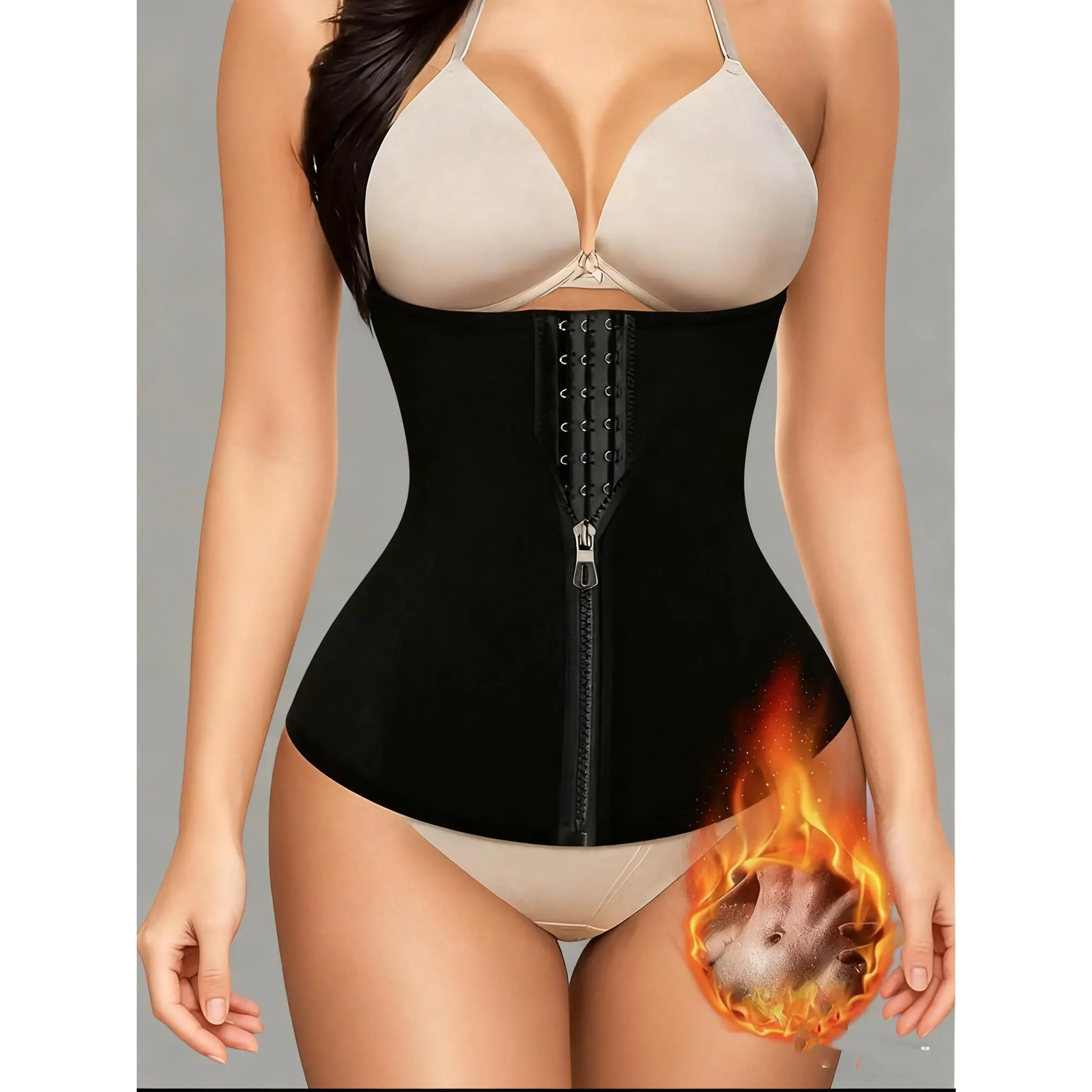 LODAY Waist Trainer For Women - Tummy Control Corset With Steel Bones & Adjustable Hook Closure