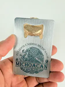 Custom Mexico Bottle Opener – Personalized State, Name or Last Name | Stainless Steel Wallet Opener | Michoacán, Mexican Coat of Arms Gift