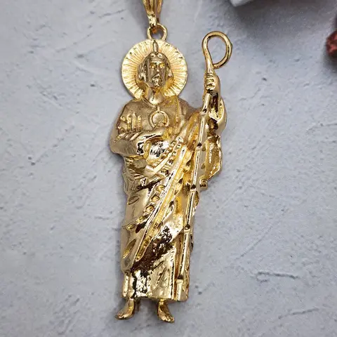 saint jude pendant gold plated 4 inches