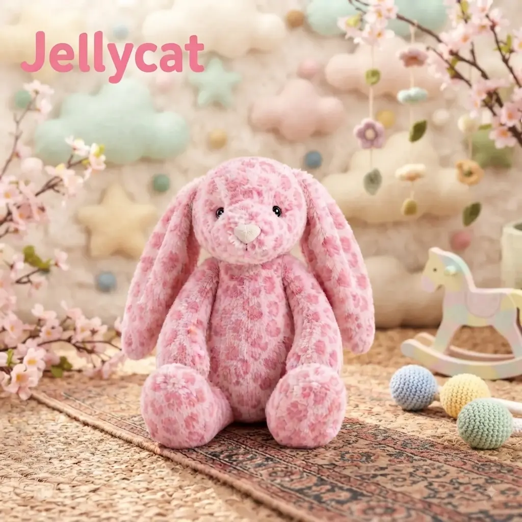 Jellycat Pink Leopard Bunny Plush – Soft Spotted Rabbit Stuffed Animal