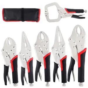NORIX Dual-Purpose Tool Kit Set 6-Piece CR-V Steel Locking Pliers set 5/7/10 inch Curved Jaw 6/9 inch Long Nose C-type for Clamping Twisting Welding Tools Ergonomic Pliers with Quick Release Spring Loaded Mechanical repair tools Woodworking clamps