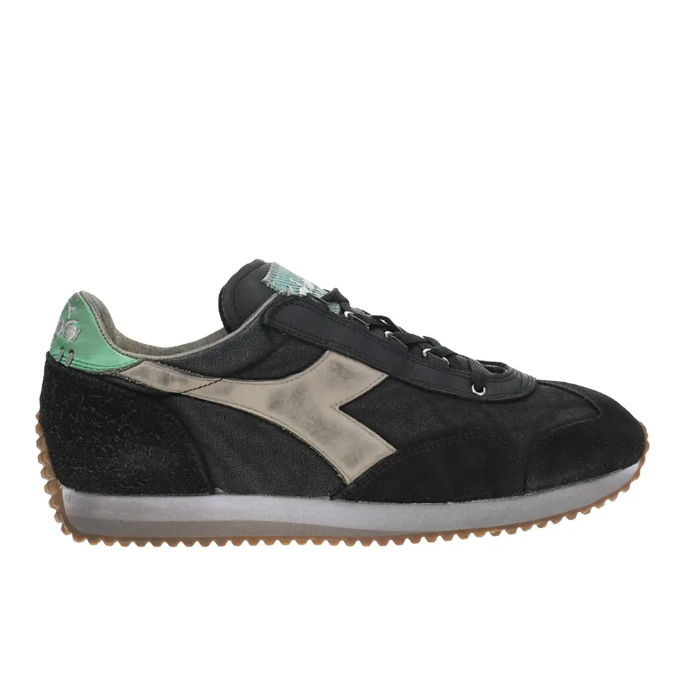 diadora Mens Equipe H Dirty Stone Wash Evo Lace Up Sneakers Shoes Casual - Black