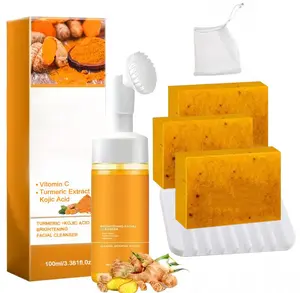 Turmeric Wash and Care two PieceSetTurmericCleansing Mousse, Turmeric SoapFacialCleansing Skincare FacialCleansing CleanserFacial Wash Comfort Deep Pore Cleaning summervibes