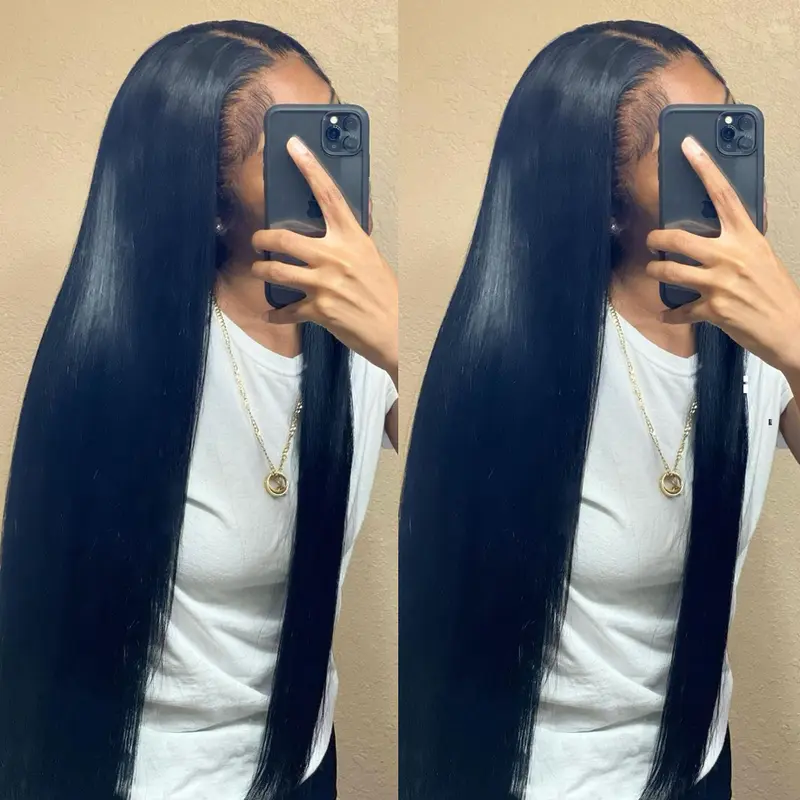 13x4 13x6 Smooth Straight Body Wave Lace Front Wigs Human Hair 180% Density Straight Lace Frontal Wigs Pre Plucked HD Transparent Glueless Wig Human Hair for Women With Baby Hair