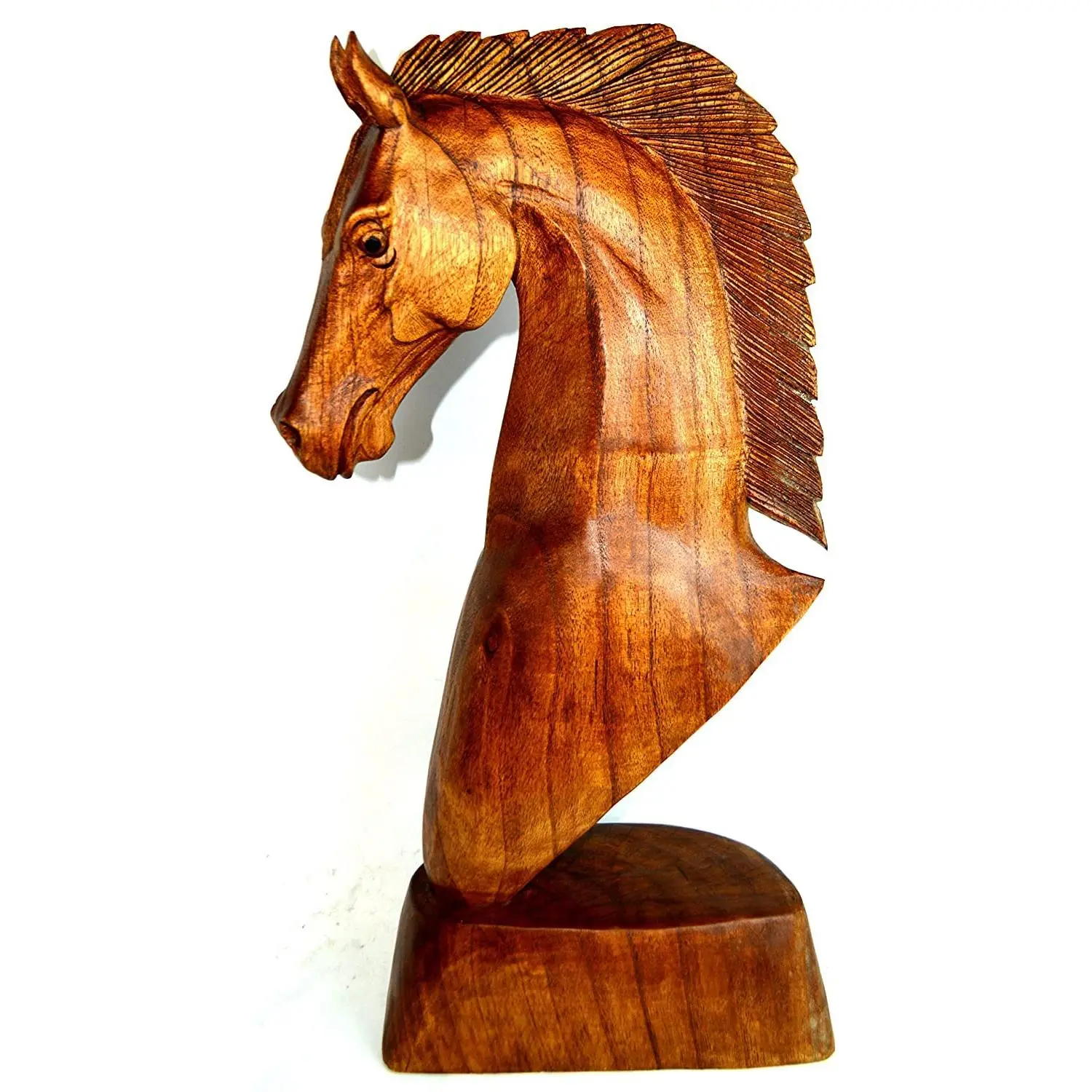 WorldBazzar Huge 20" Hand Carved Mahogany Horse Head Bust Western Statue