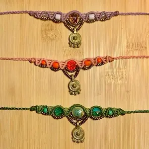 Macrame Necklace Handmade with Adjustable Sizing Boho Style - women jewelry
