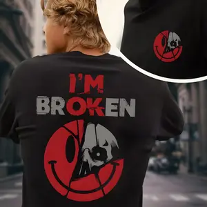I'm Broken 2 Sides Shirt, Horror Smile Face Graphic Shirt, Broken Heart Tee, Unisex Shirt, Trending Shirt For Him and Her