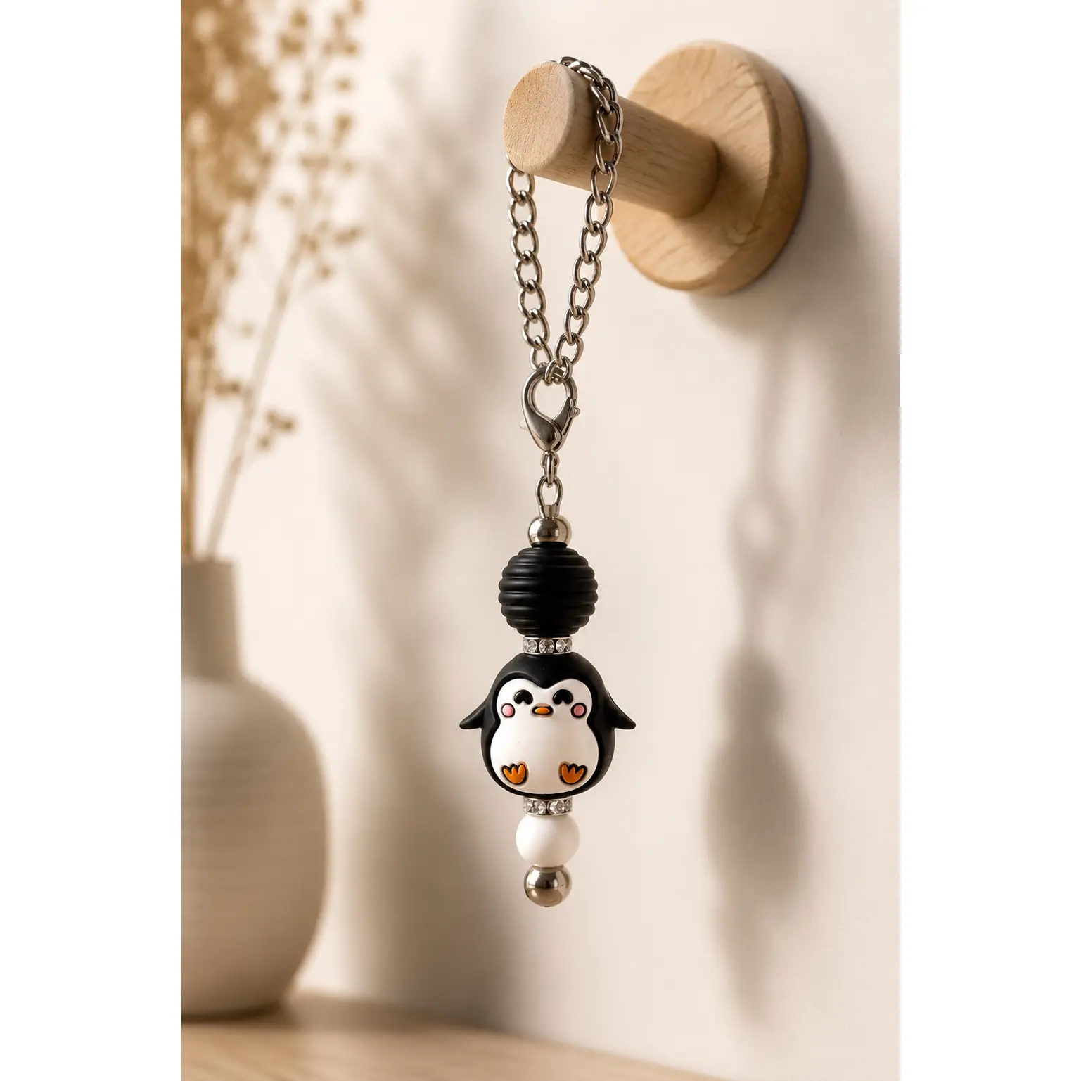 Plush Penguin Promise Bag Charm | Beads of Hope T1D – Handmade Silicone Bead Bracelet