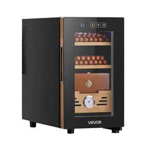 VEVOR Electric Humidor, 23L, 150 Counts Electric Cigar Humidor Cabinet with Cooling Temperature Control, Spanish Cedar Wood Shelves Drawers, Mechanical Hygrometer, 3 Layers, Cooler for Household