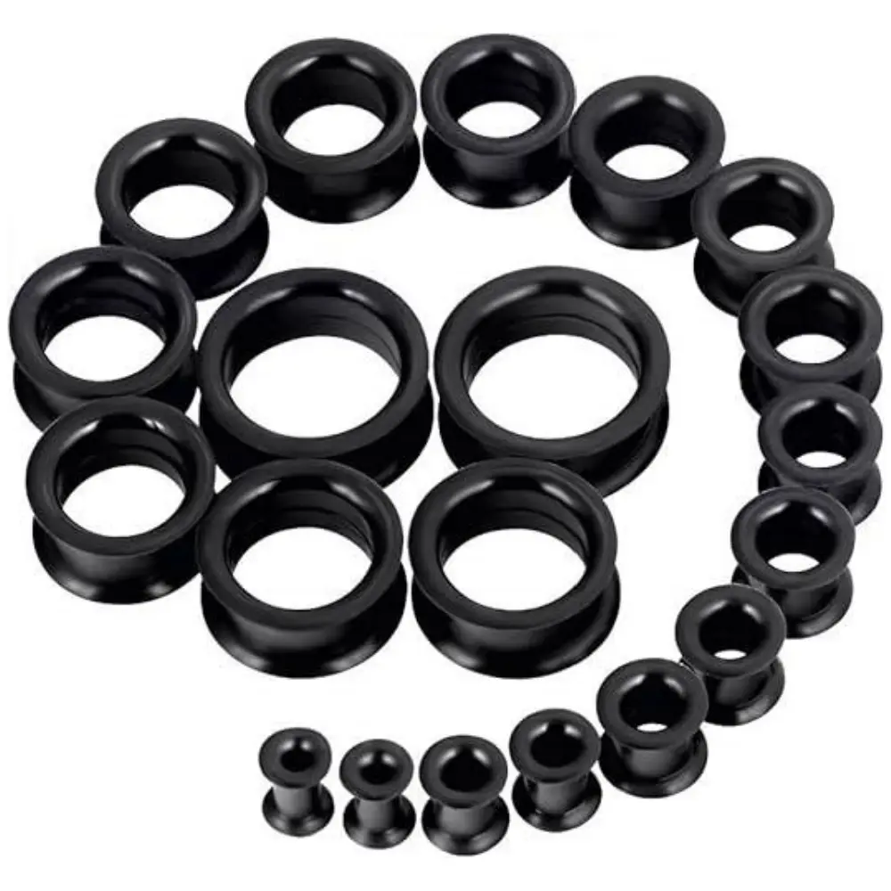 10 pairs Silicone Ear Gauges Stretching Kit Soft Flexible Tunnels Plugs Size 6mm-25mm Double Gage Retainer Stretching