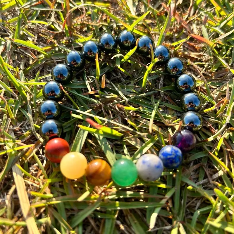 10mm Hematite 7 Chakra Bracelet | Handmade Healing Crystal Beaded Bracelet | Energy Balance, Protection & Stress Relief Jewelry