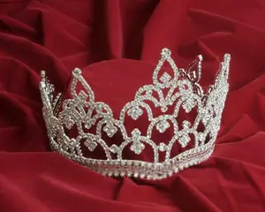212 MAIN Men's Silver Rhinestone Queen Crown - 5" Height, Beads & Rhinestone Trim, Elegant Crown Design, Special Occasion Costume Accessory
