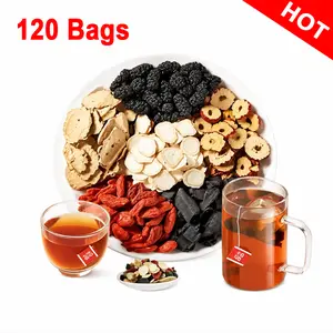 120 Bags Ginseng Eight Treasure Herbal Tea, Natural Flavored Tea with Red Date, Wolfberry & Mulberry, Daily Scented Tea Beverage
