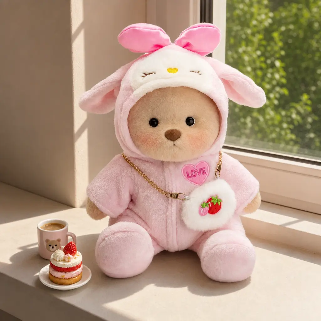 Getahug 12-inch Teddy Bear Plush Toy | Perfect as a gift for girls or girlfriends, full of summer vibes, comes with interchangeable outfits: plush hat, blue shark, pink dinosaur, plush elephant.Build-A-Bear,Back-to-school companion items