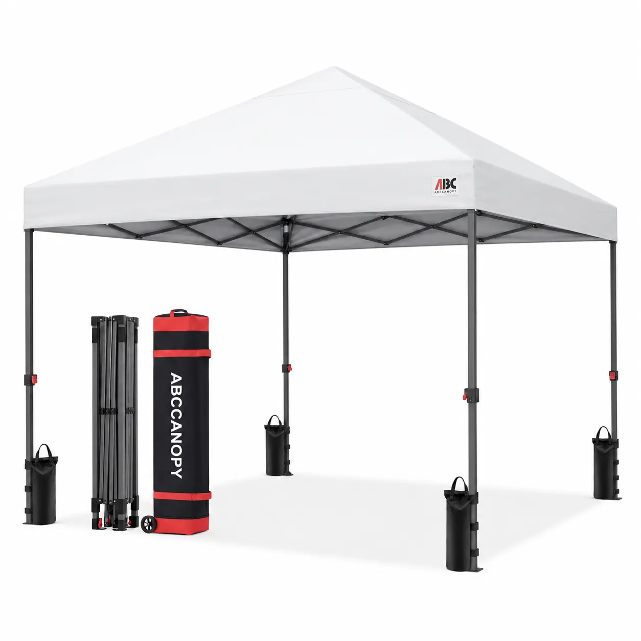 ABCCANOPY 10x10 Easy-to-Set-Up Portable Pop Up Canopy Tent - Straight Leg, Vented Skirt Outdoor Shade Shelter for Tailgating, with Wheeled Carry Bag, Sand Bags, Stakes, Ropes