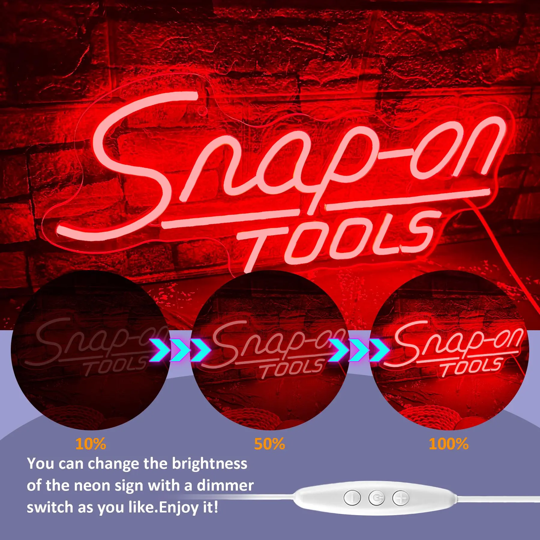 Snap-on Tools Neon Sign, USB Powered Neon Sign, Home Decor Wall