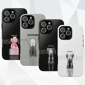KAWS Inspired Heavy Duty Tough Phone Case, Designer Shockproof Cover for iPhone 11 12 13 14 15 16 17 Pro Max Plus