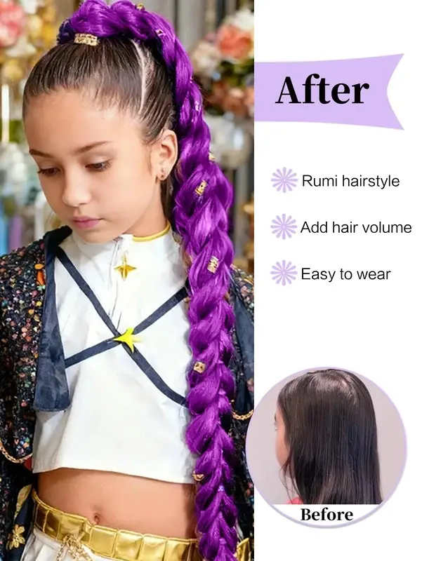 32inch Braided Purple Hair Ponytail with Tinsel Hair Wig Super Extensions Shiny Tinsel Hair for  Christmas Cosplay Hair