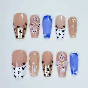 Handmade French-style leopard print new model. Purely handmade. Brightening effect. Wearable with three-dimensional engraving. Chic girl style. Detachable. Instagram high-end manicure