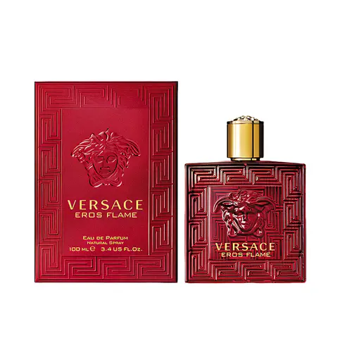 Versace Eros Flame EDP for Men - Multi Size - Warm Spicy Woody Fragrance with Citrus Cedarwood Amber Business Scented Perfume