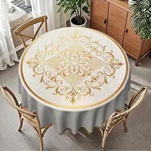 Floral Print Round Tablecloth, Furniture Protector, Party Decor, Holiday Gift, Suitable for Hotel, Restaurant, Home, Kitchen