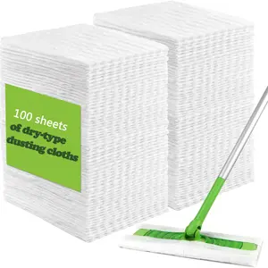 100sheets/pack, Replacement Mop Pads, Dry Sweeping Cloths Pads, Compatible With Swiffer Sweeper, Disposable Duster Refills Mop Pads For Floor Mopping And Cleaning, Thickened Disposable Electrostatic Dust Removal Paper