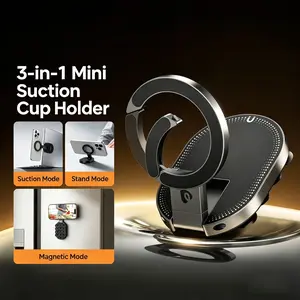 3-in-1 Magnetic Car Phone Holder, 360° Rotation Foldable Suction Cup Phone Mount, Rotating Car Mount, MagSafe Phone Stand with Carabiner, Anti-Drop Universal Hands-Free Cell Phone Holder for Car Dashboard Desk Travel Outdoor