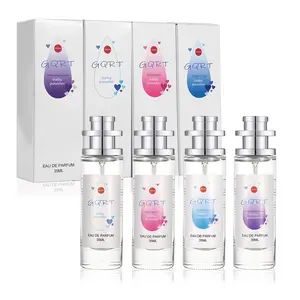 GQRT Baby Powder Perfume Gift Set for Women – 4 Long-Lasting Floral & Fruity Scents (Rose, Lavender, Jasmine, Vanilla) – Alcohol-Based Eau de Toilette, Portable 1oz Bottles, Perfect Birthday & Holiday Gift