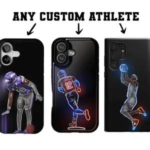 Custom Neon Sports Phone Case - Any Personalized Athlete - Football Basketball Baseball Soccer