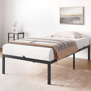 Garvee 14 Inch Twin Bed Frame with Storage,Noise-Free,Metal Platform Twin Bed Frame No Box Spring Needed Steel Slat Support Easy Assembly