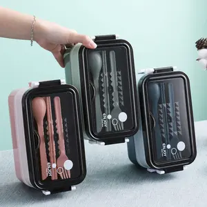 Bento Lunch Box with Stainless Steel Food Tray and Soup Cup Leakproof 3-in-1 Japanese Kit