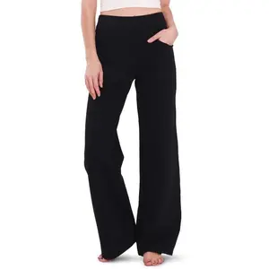 christmas outfits for womenWide Leg Pants Women Cotton Yoga Pants High Waist Loose Lounge Stretch Trousers with Pockets