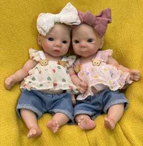 28CM Adorable Silicone Girl Bebe Reborn Dolls Handmade Painted Full Body Soft Silicone Reborn Doll Toys For Bebe's Birthday/Christmas/New Year Gifts Reborn Corpo De Silicone Inteiro