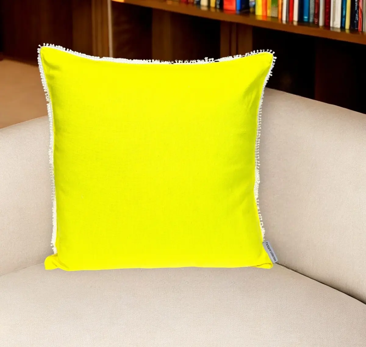 HomeRoots 16 in. Yellow Cotton Throw Pillow - Removable, Soft Cushion for Home Bedding & Linens Decor, Removable Cushions, Soft Cushions